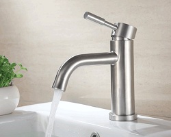 Vòi Lavabo nóng lạnh (trụ tròn, vòi cong) SUS304 - Hàng Cao cấp HVMMA ITALIA